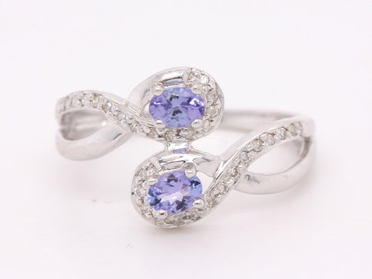 BJC® 9ct White Gold Tanzanite & Diamond Cluster Size N Dress Ring R63