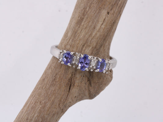 BJC® 9ct White Gold Tanzanite & Diamond Eternity Size N Engagement Ring R34