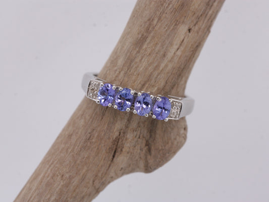 BJC® 9ct White Gold Tanzanite & Diamond Eternity Size L Engagement Ring R93