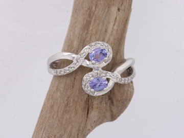 BJC® 9ct White Gold Tanzanite & Diamond Cluster Size N Dress Ring R63