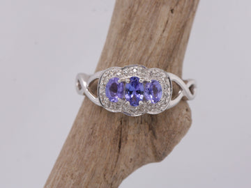 BJC® 9ct White Gold Tanzanite & Diamond Cluster Size N Dress Ring R68