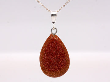 BJC® Sterling Silver Goldstone Teardrop Pear Drop Pendant & Necklace