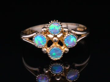 BJC® 9ct Yellow Gold Natural Opal 4 Stone Size N Cluster Style Dress Ring R191