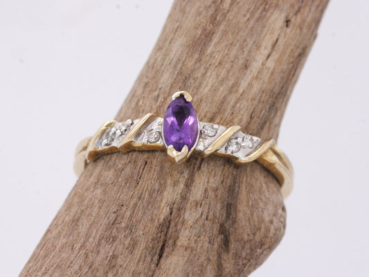 BJC® 9ct Yellow Gold Amethyst & Diamond Solitaire Size O Engagement Ring R241