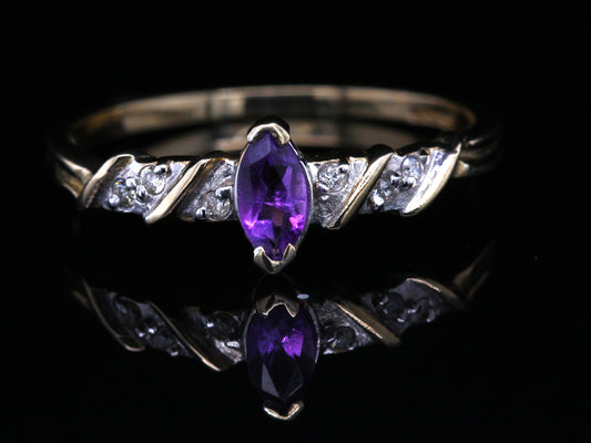 BJC® 9ct Yellow Gold Amethyst & Diamond Solitaire Size O Engagement Ring R241