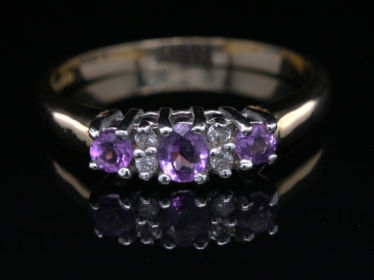 BJC® 9ct Yellow Gold Amethyst & Diamond Half Eternity Engagement Ring R259