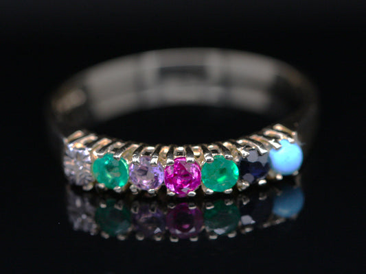 BJC® 9ct Yellow Gold DEAREST Ring Diamond Emerald Amethyst Ruby Sapphire Turquoise