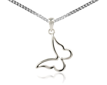 BJC® Sterling Silver 925 Butterfly Outline Silhouette Necklace Pendant - SP18