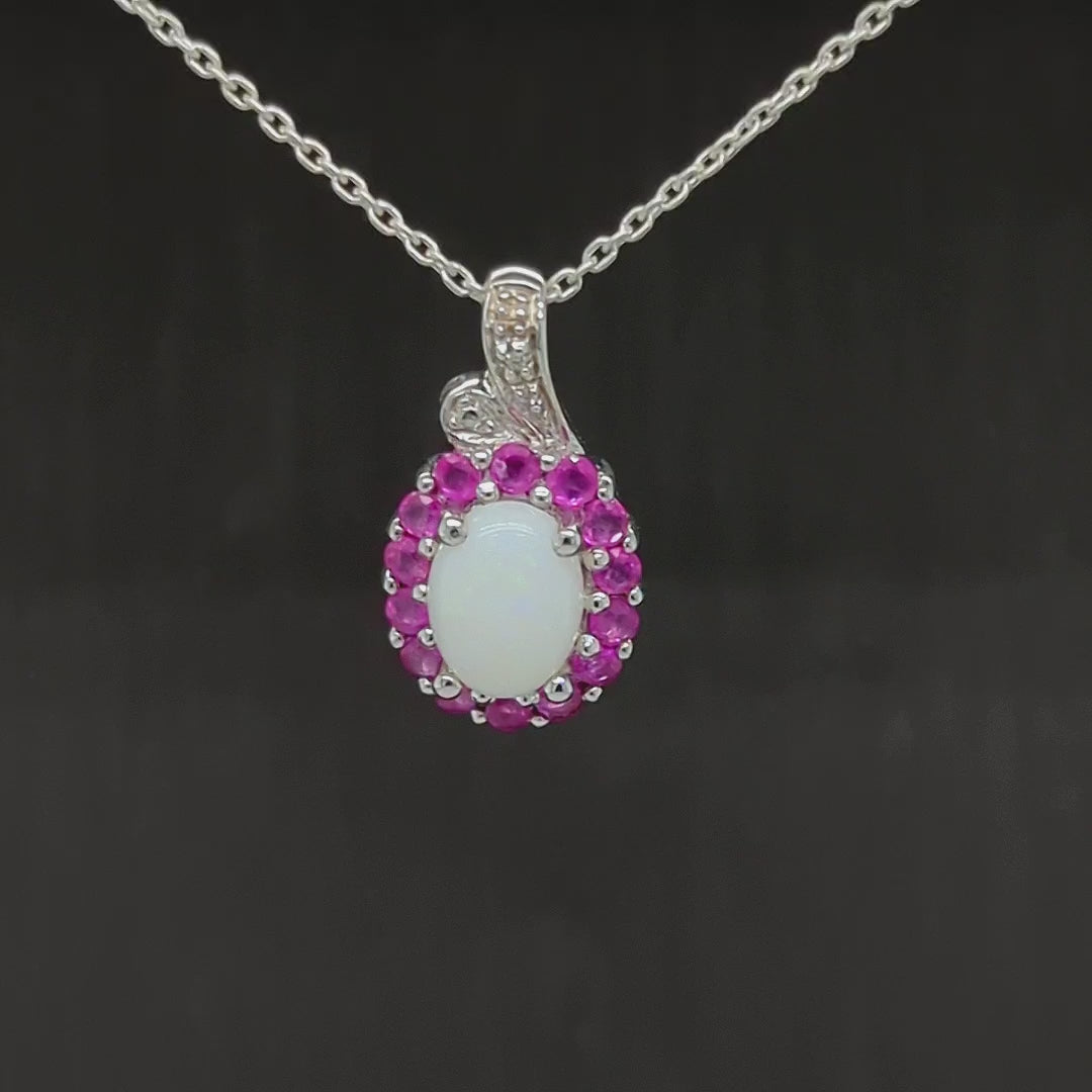 Opal and clearance ruby necklace